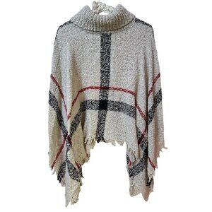 Bellady High Collar Tassels Poncho Cape Winter Knit Sweater Cloak